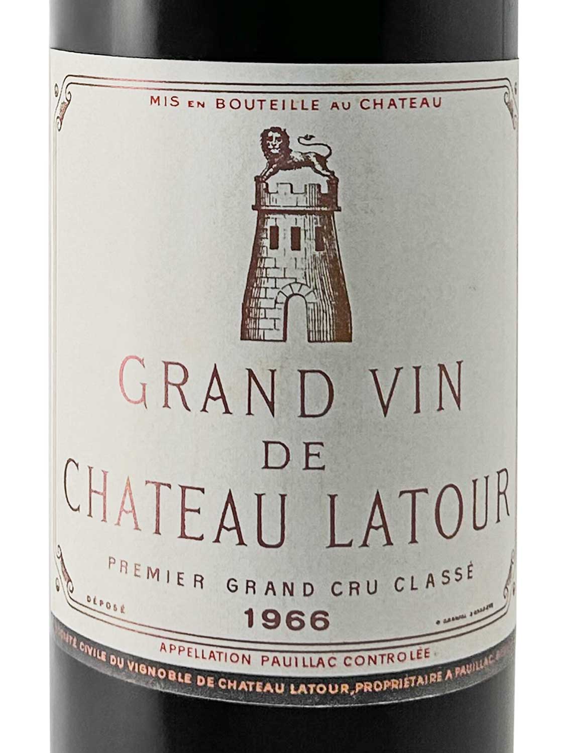 Etikett einer Weinflasche von Chateau Latour 1966
