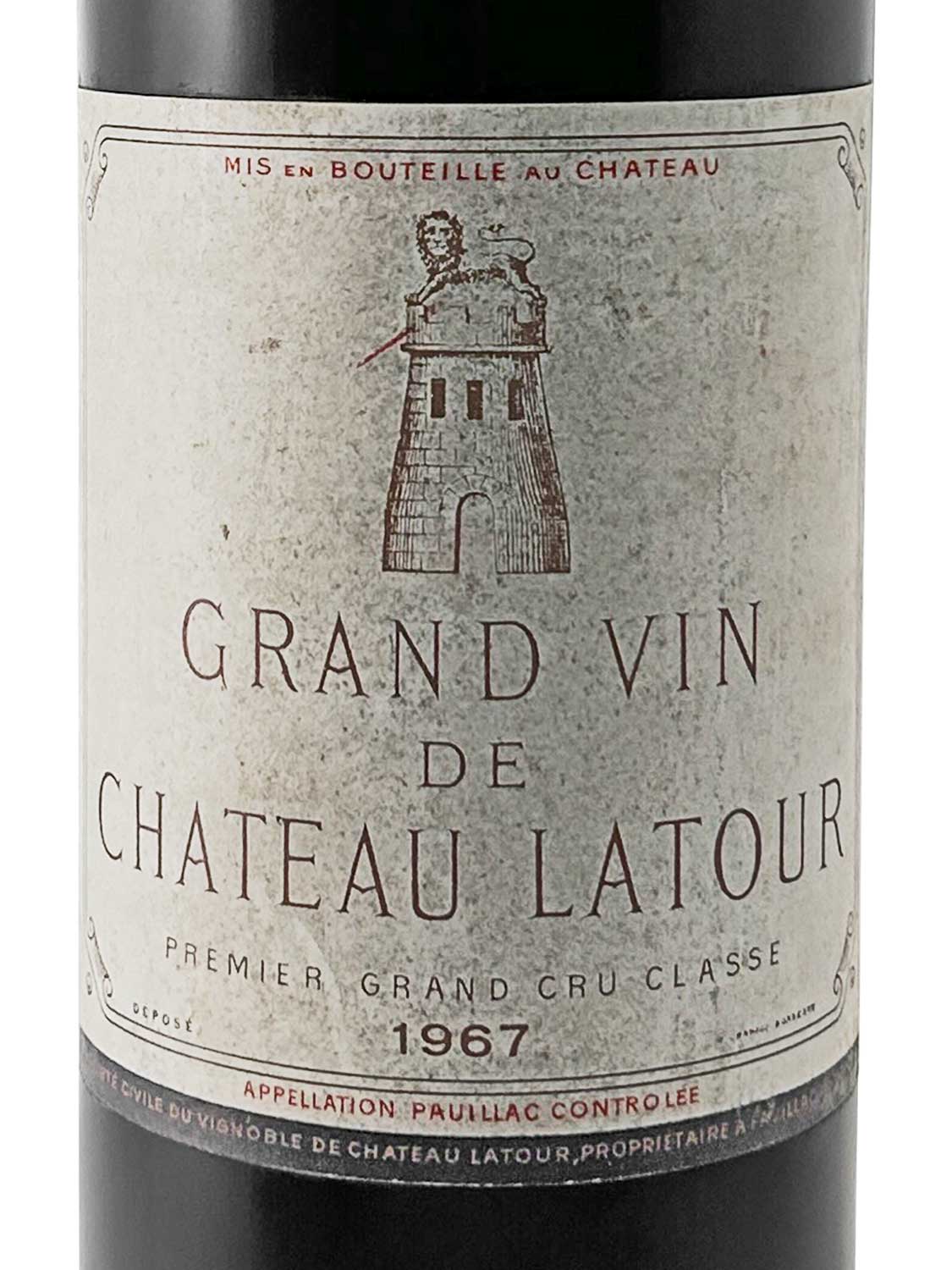 Etikett einer Weinflasche von Chateau Latour 1967
