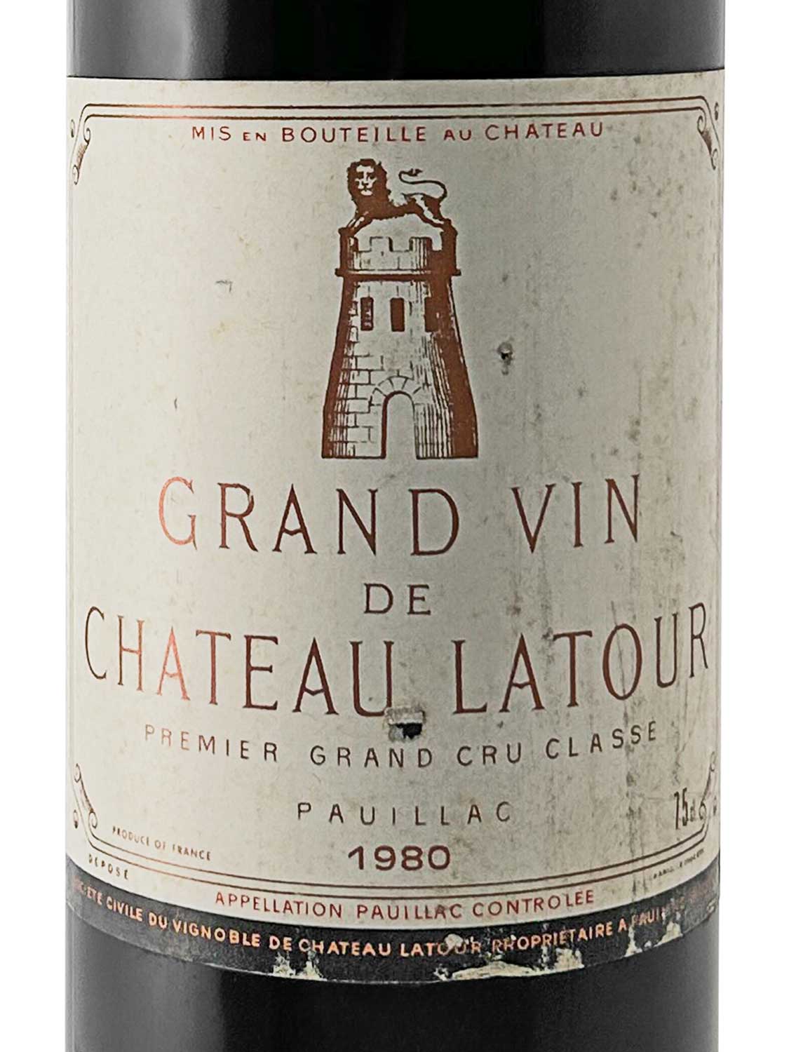 Etikett einer Weinflasche von Chateau Latour 1980