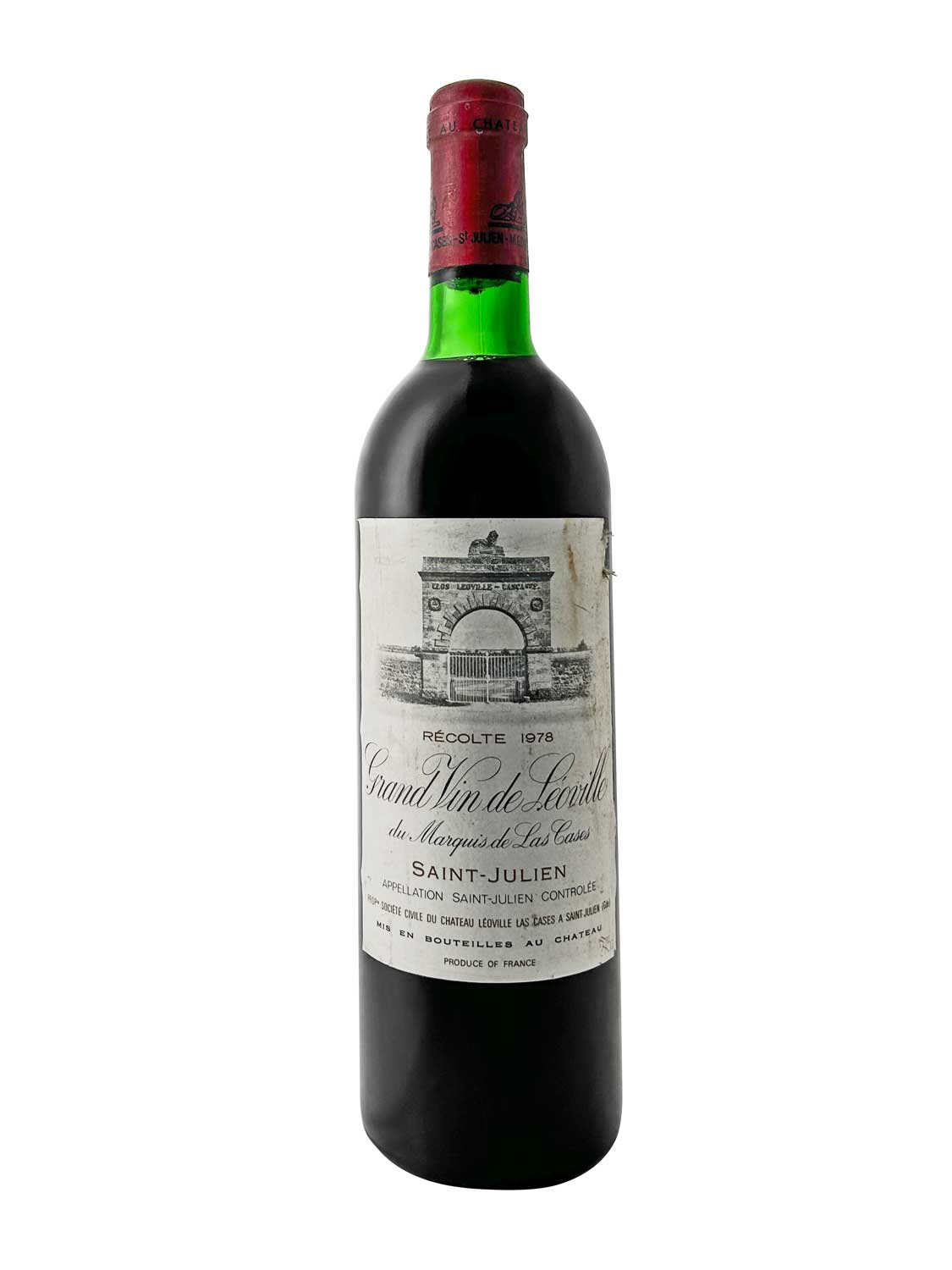 Eine Weinflasche von Chateau Leoville las Cases 1978