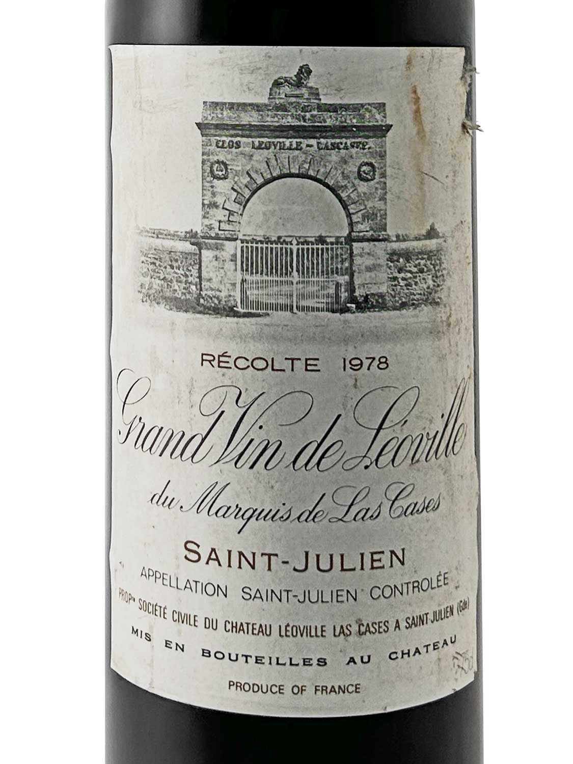 Etikett einer Weinflasche von Chateau Leoville las Cases 1978