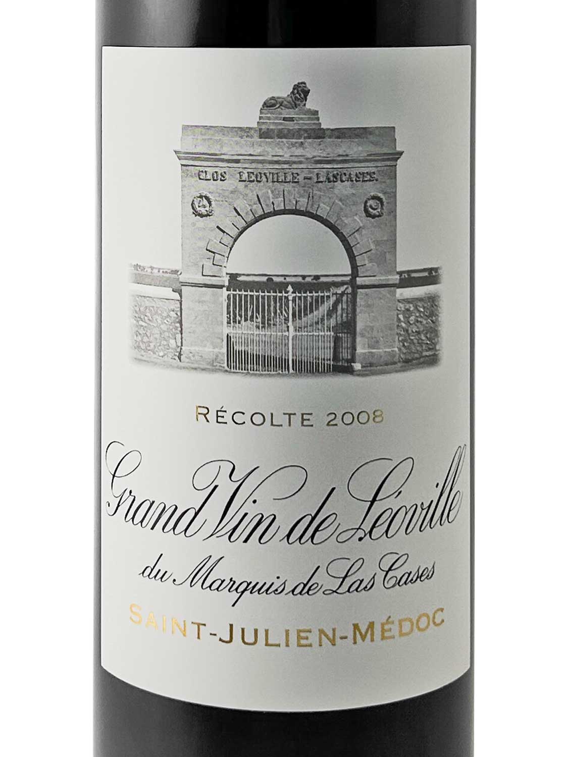 Etikett einer Weinflasche von Chateau Leoville las Cases 2008