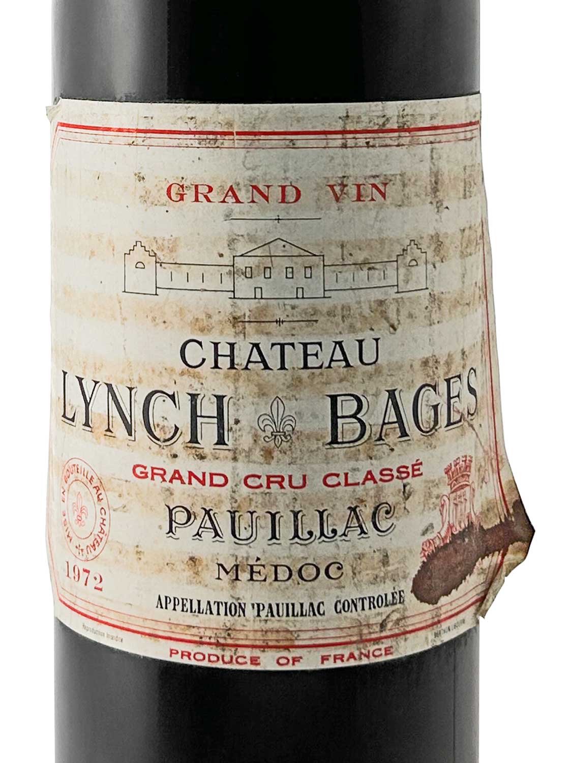 Etikett einer Weinflasche von Chateau Lynch Bages 1972