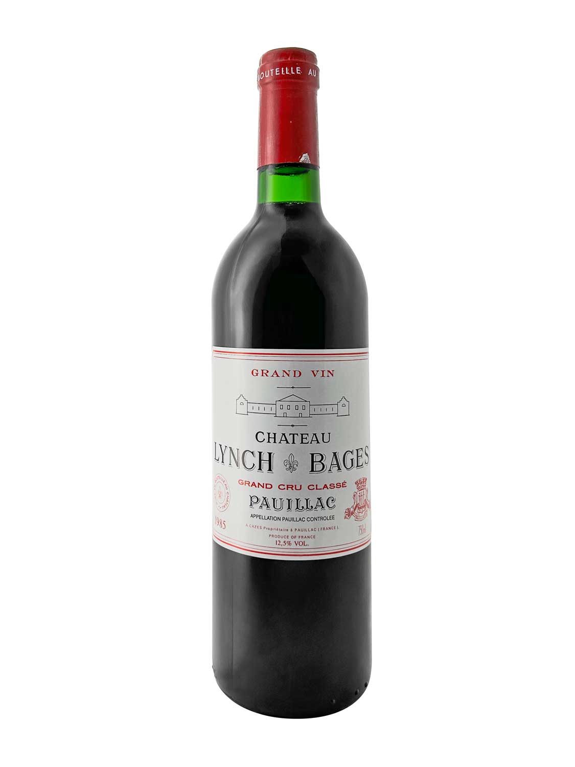 Eine Weinflasche von Chateau Lynch Bages 1985