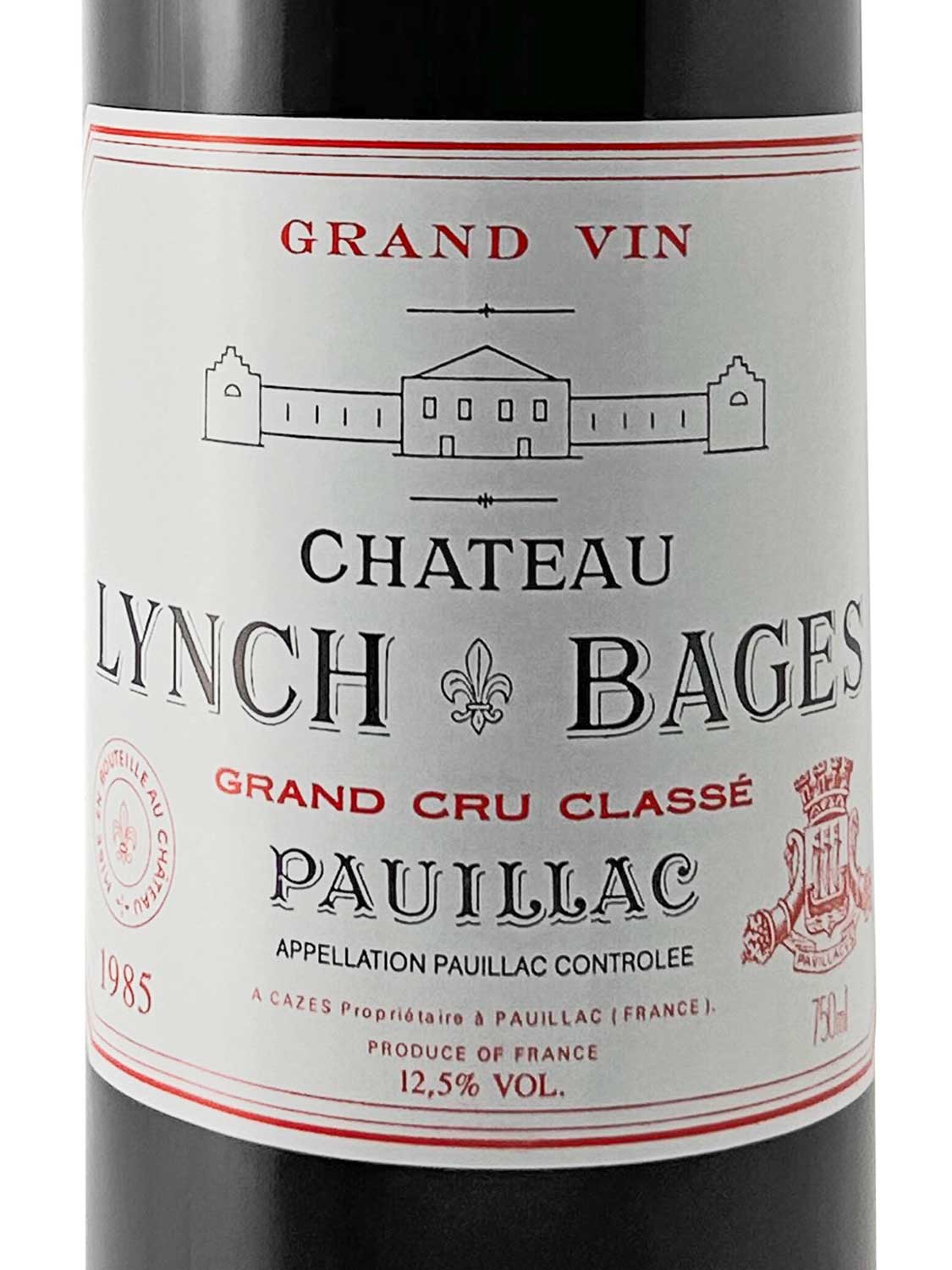 Etikett einer Weinflasche von Chateau Lynch Bages 1985