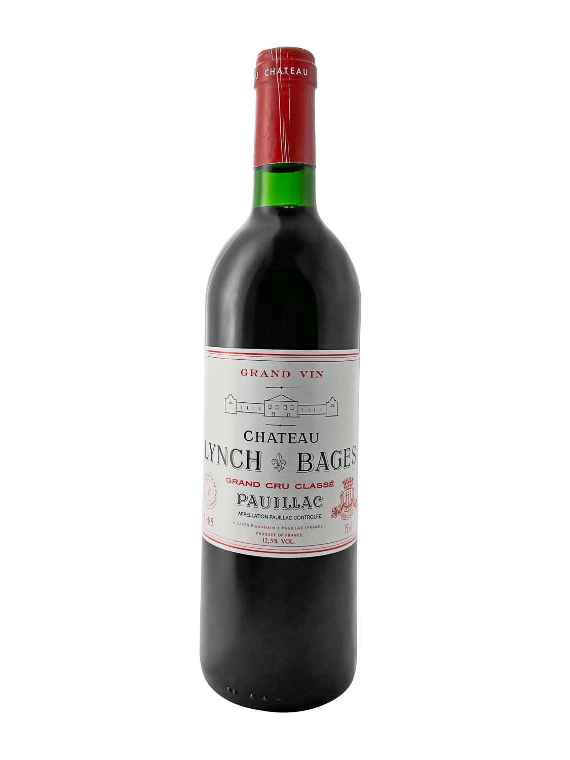 Eine Weinflasche von Chateau Lynch Bages 1985