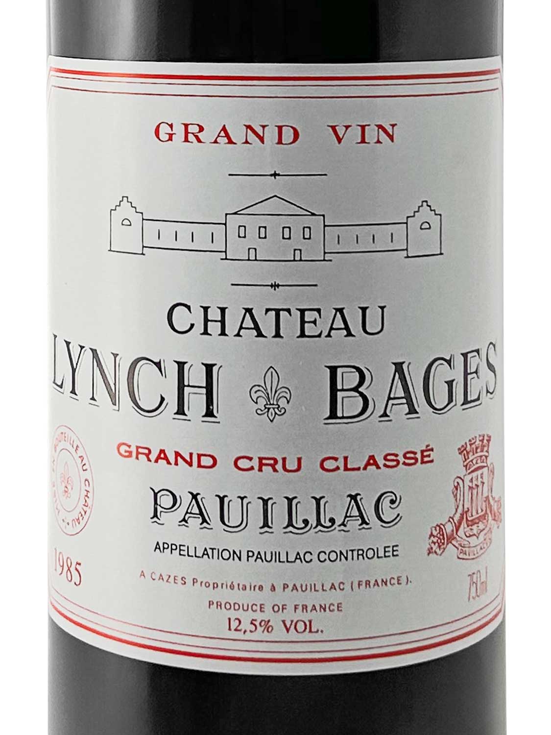 Etikett einer Weinflasche von Chateau Lynch Bages 1985