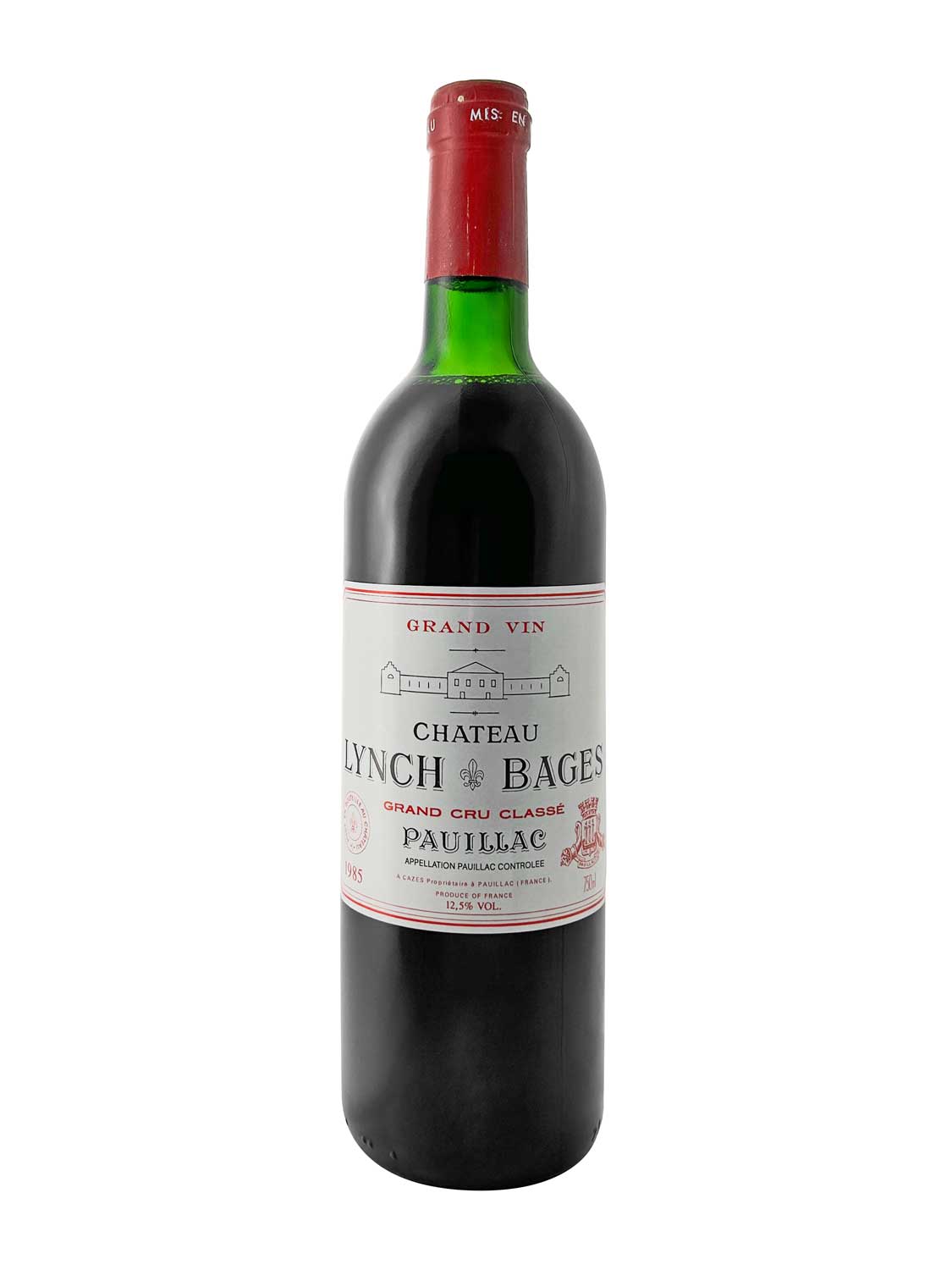 Eine Weinflasche von Chateau Lynch Bages 1985