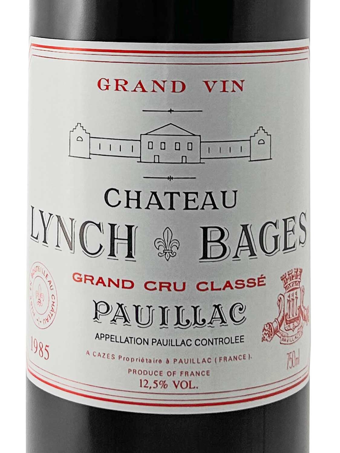Etikett einer Weinflasche von Chateau Lynch Bages 1985