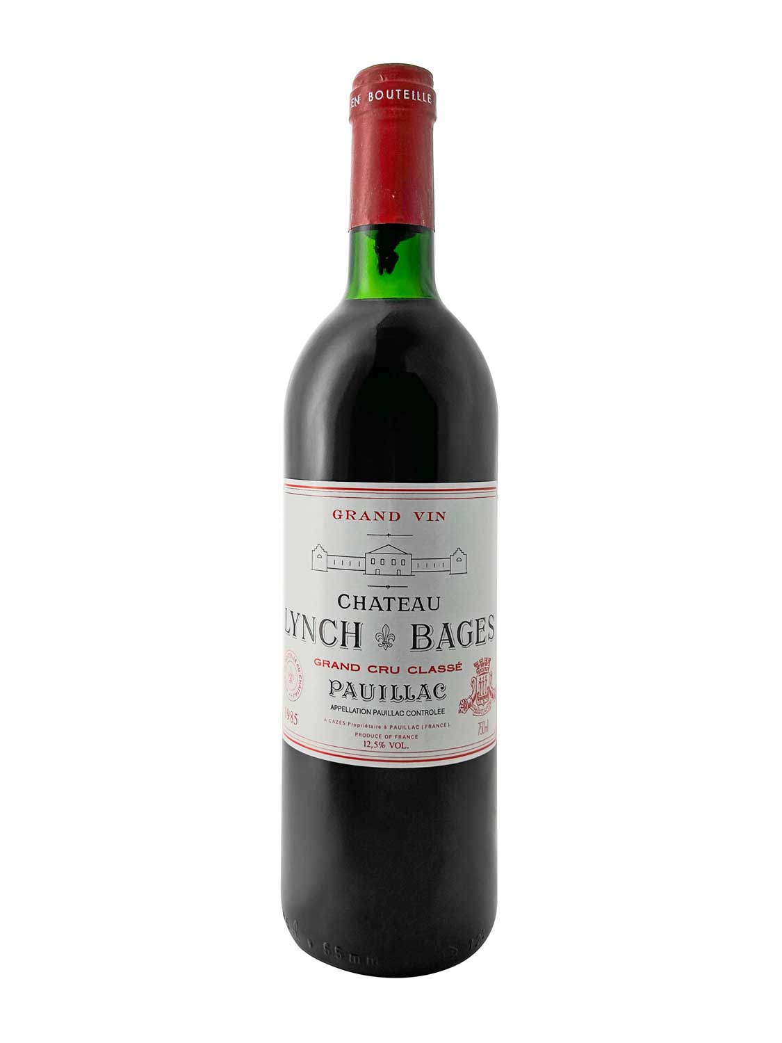 Eine Weinflasche von Chateau Lynch Bages 1985