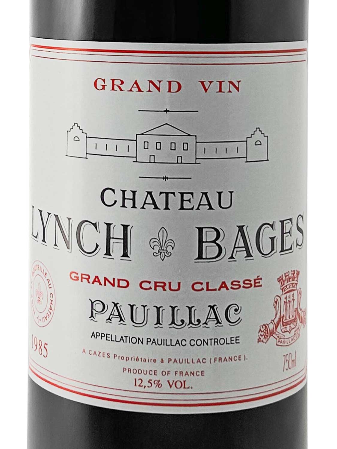 Etikett einer Weinflasche von Chateau Lynch Bages 1985
