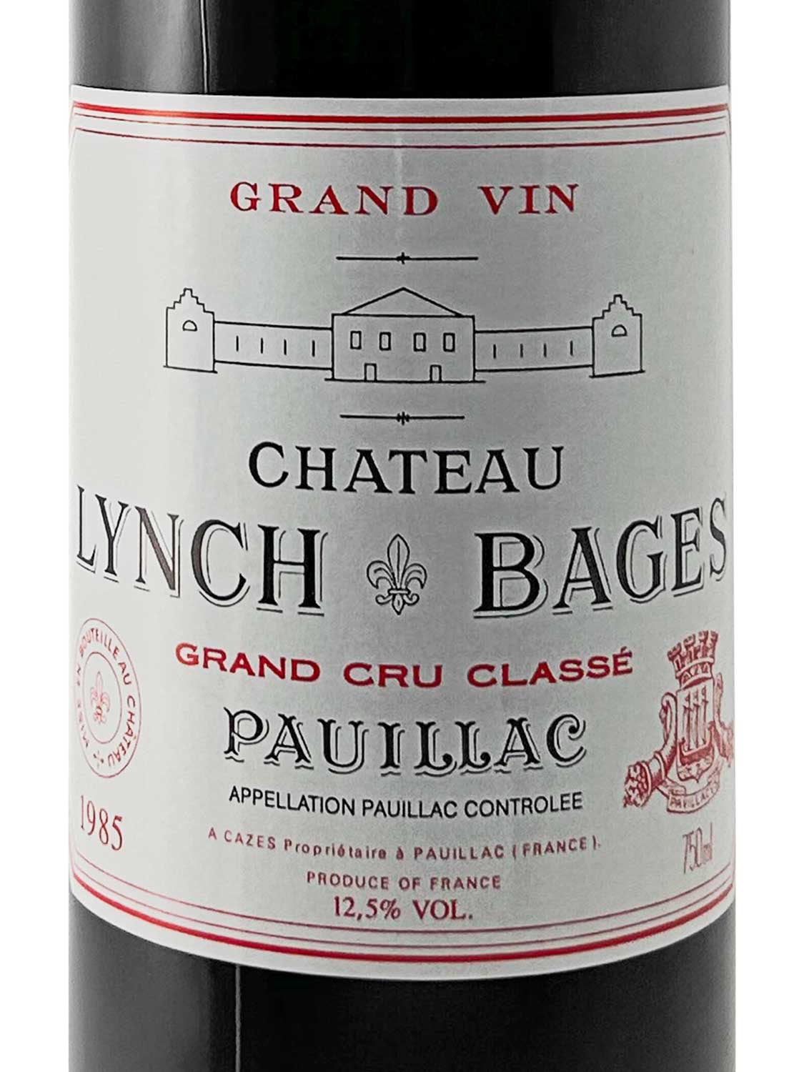 Etikett einer Weinflasche von Chateau Lynch Bages 1985