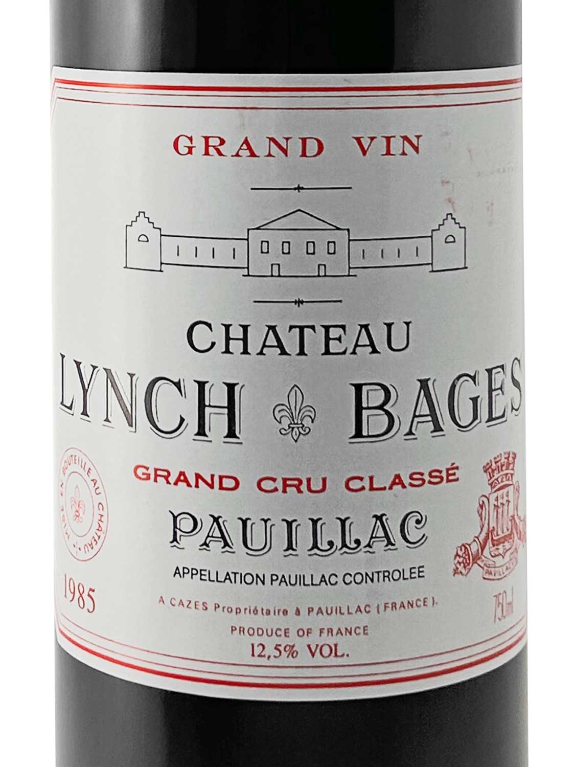 Etikett einer Weinflasche von Chateau Lynch Bages 1985