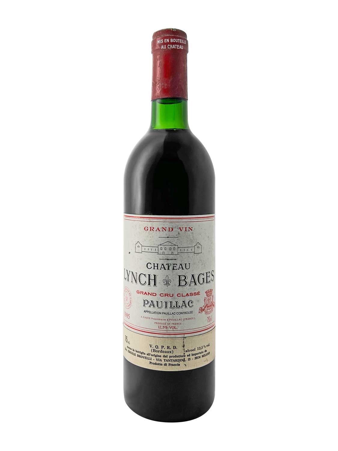 Eine Weinflasche von Chateau Lynch Bages 1985