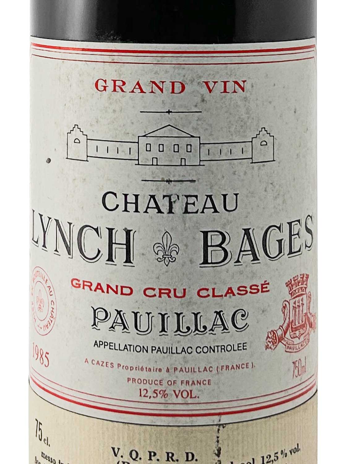 Etikett einer Weinflasche von Chateau Lynch Bages 1985