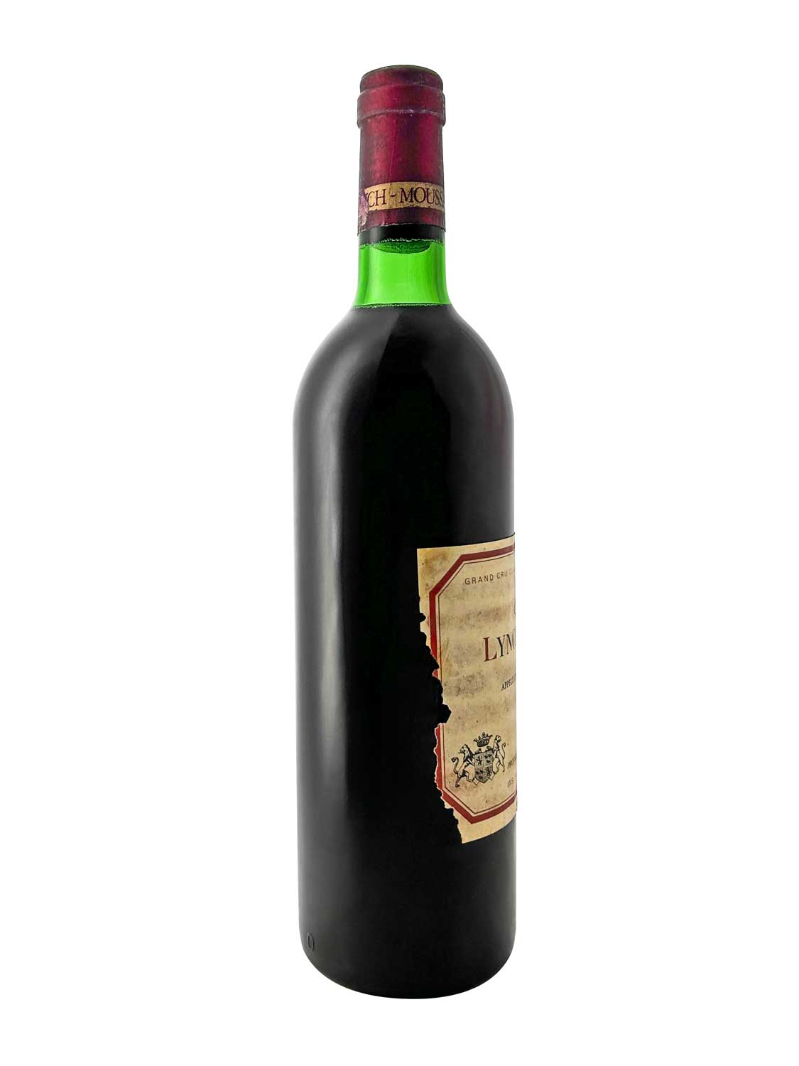 Eine Weinflasche von Chateau Lynch Moussas 1977