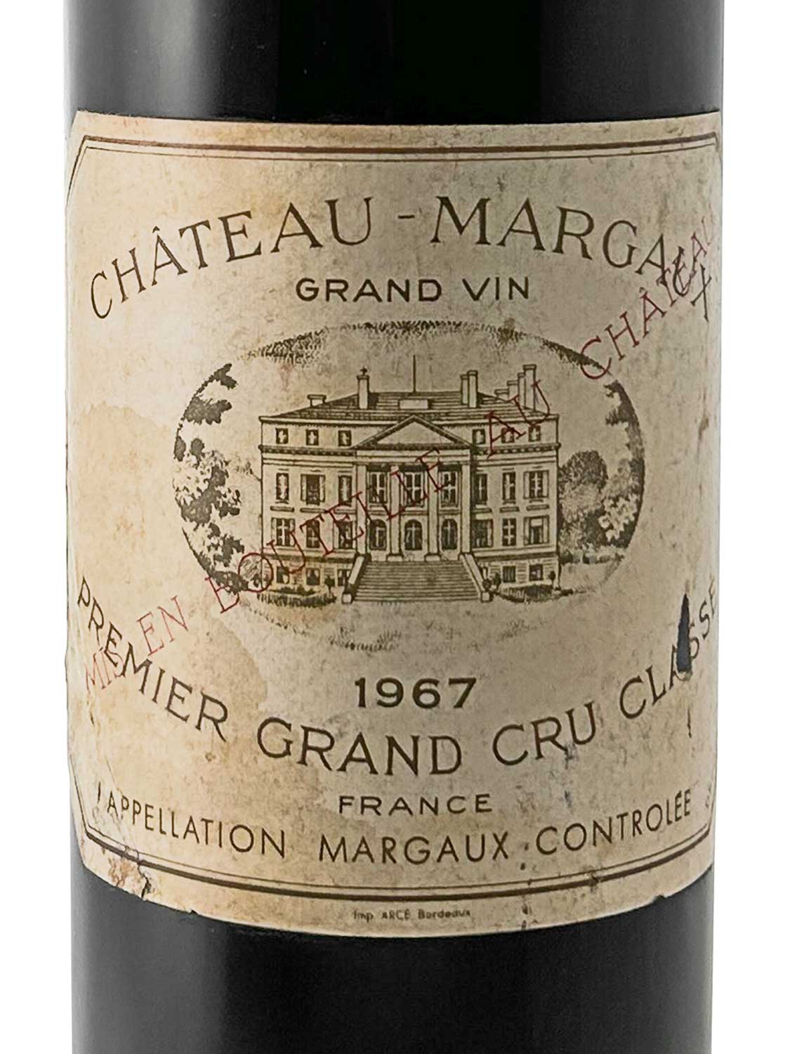 Etikett einer Weinflasche von Chateau Margaux 1967