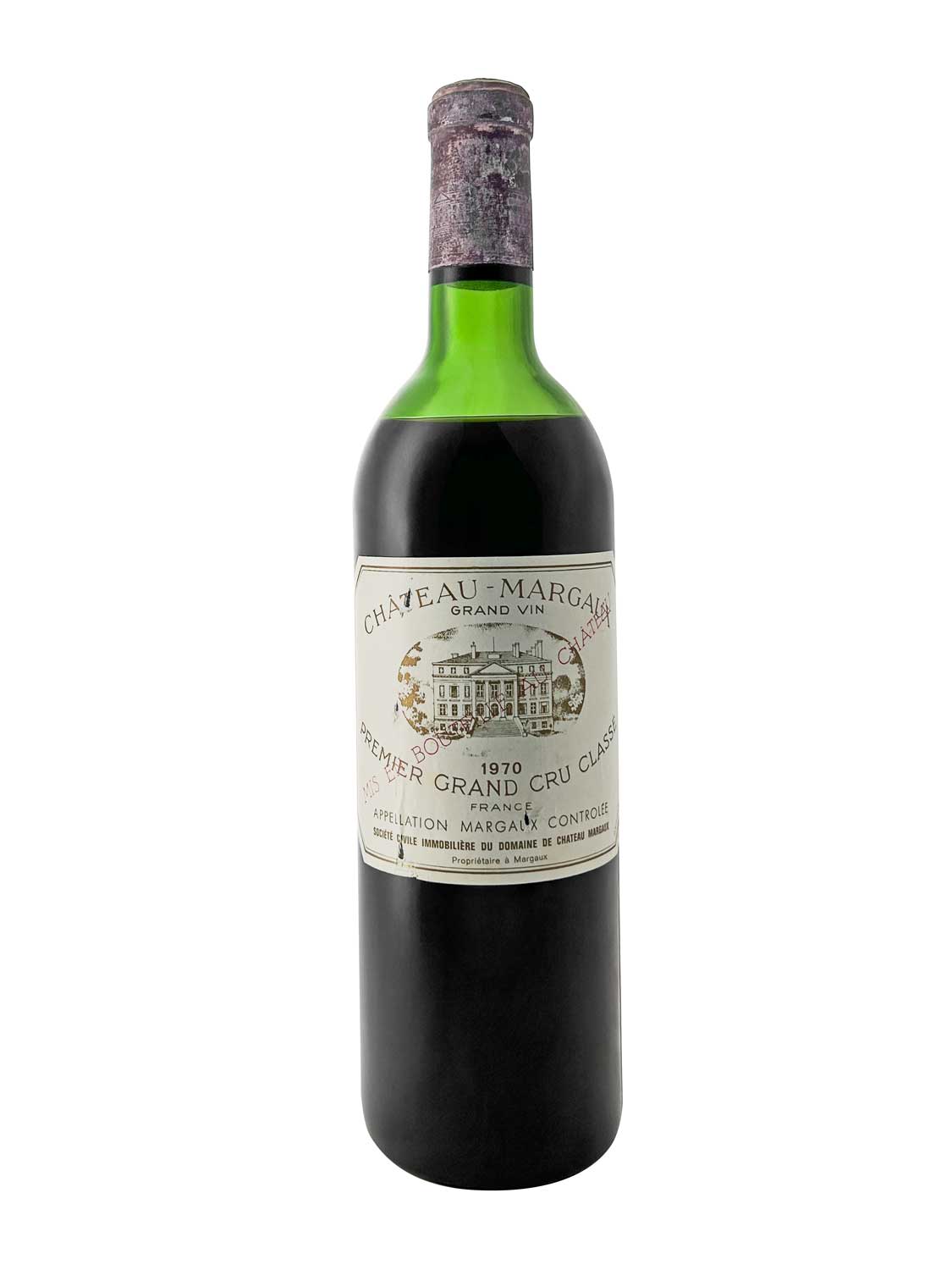 Eine Weinflasche von Chateau Margaux 1970