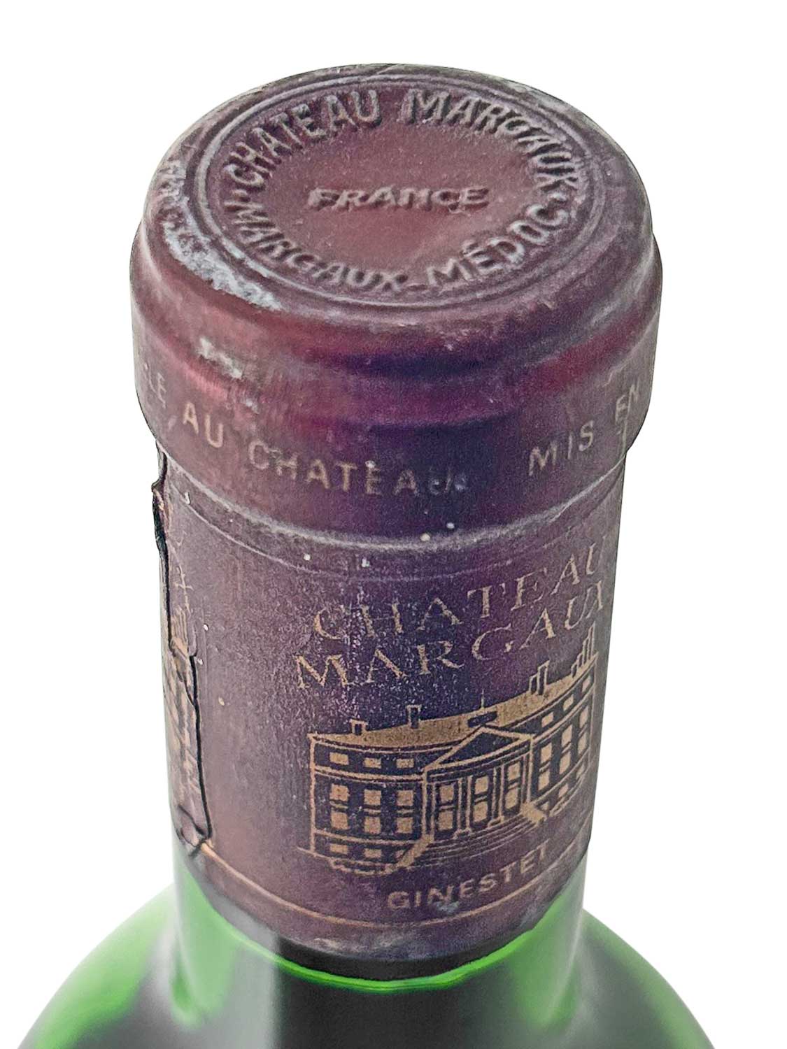 Kapsel einer Weinflasche von Chateau Margaux 1972