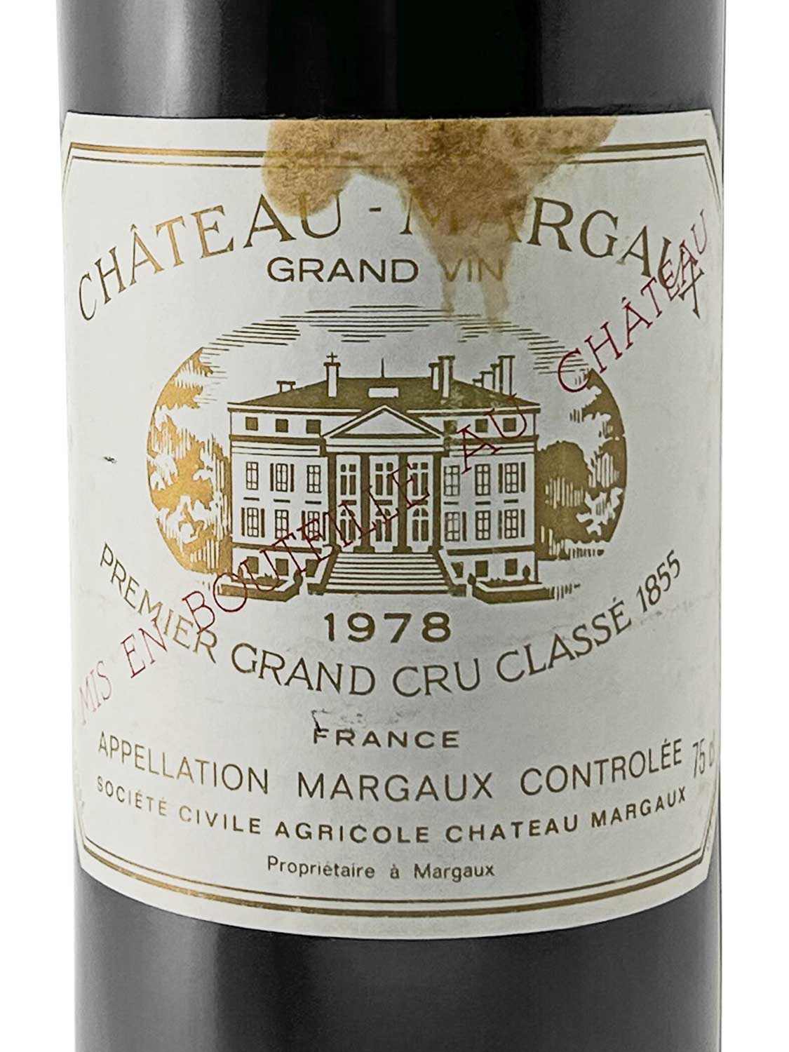 Etikett einer Weinflasche von Chateau Margaux 1978