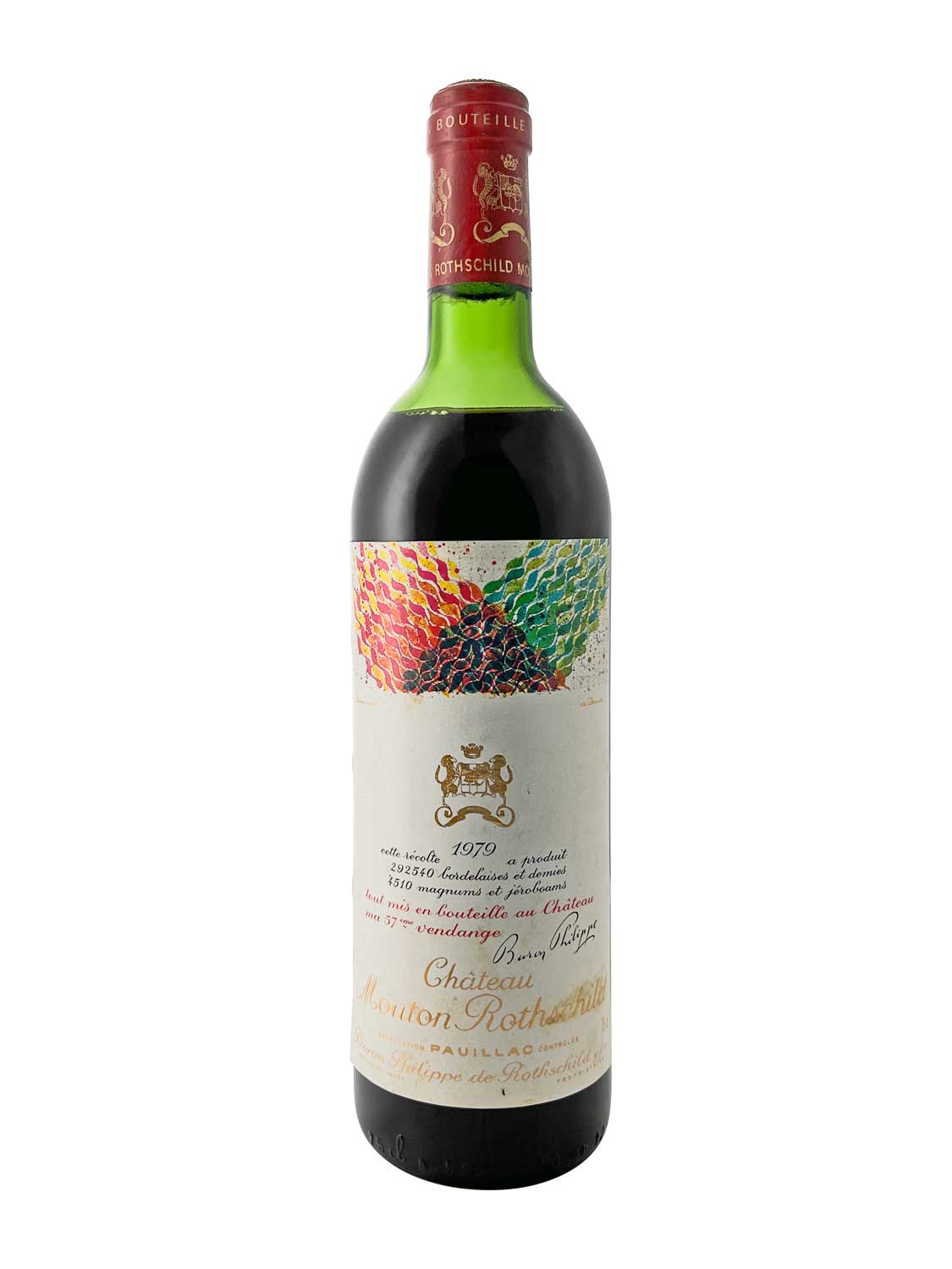 Eine Weinflasche von Chateau Mouton Rothschild 1979