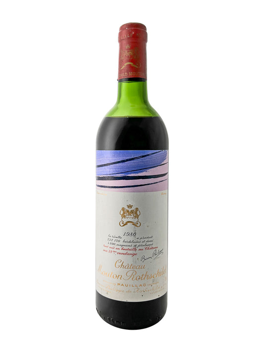 Eine Weinflasche von Chateau Mouton Rothschild 1980