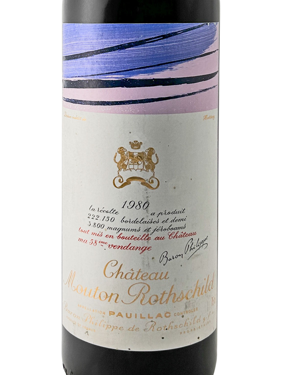 Etikett einer Weinflasche von Chateau Mouton Rothschild 1980