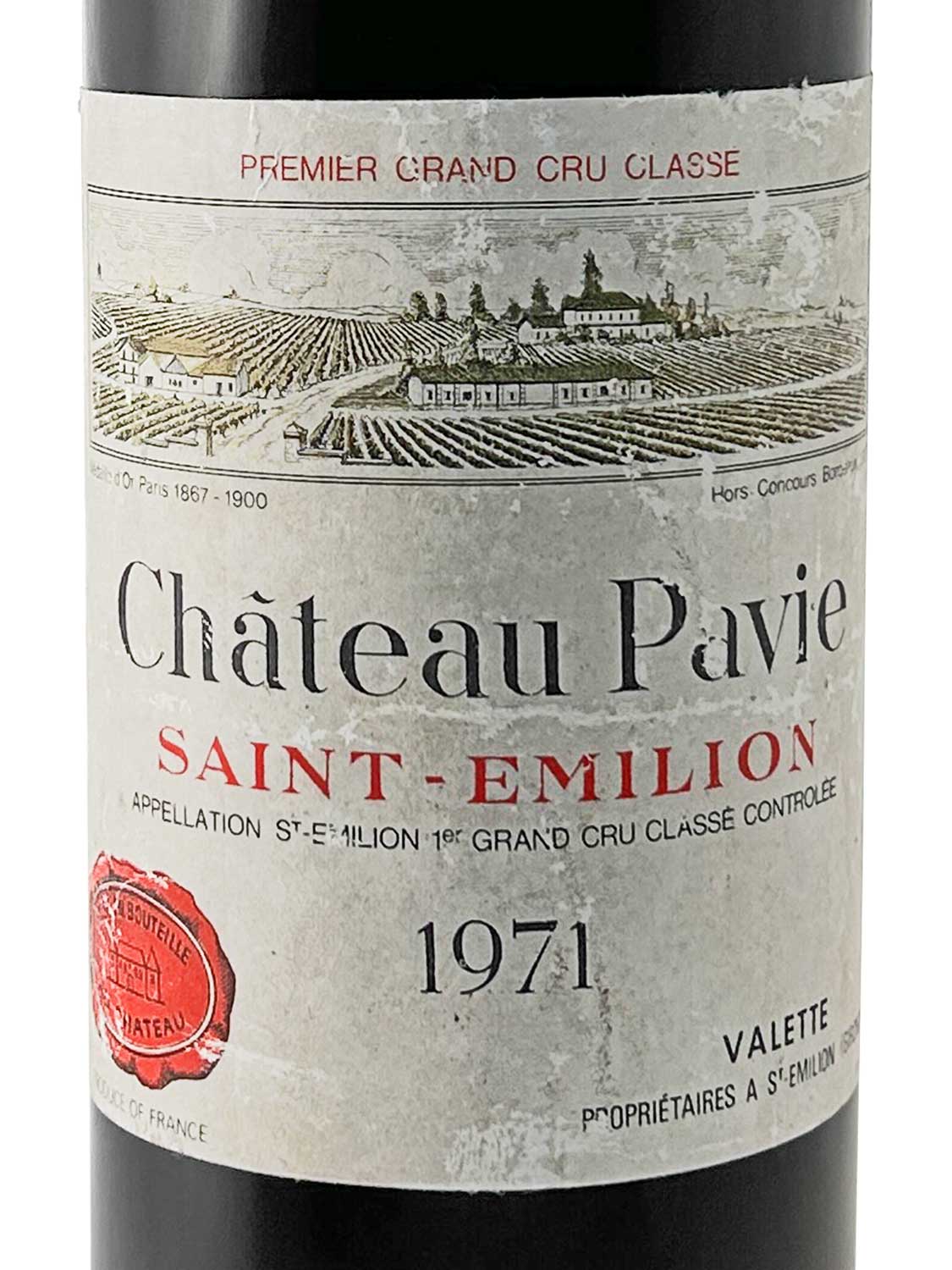 Etikett einer Weinflasche von Chateau Pavie 1971