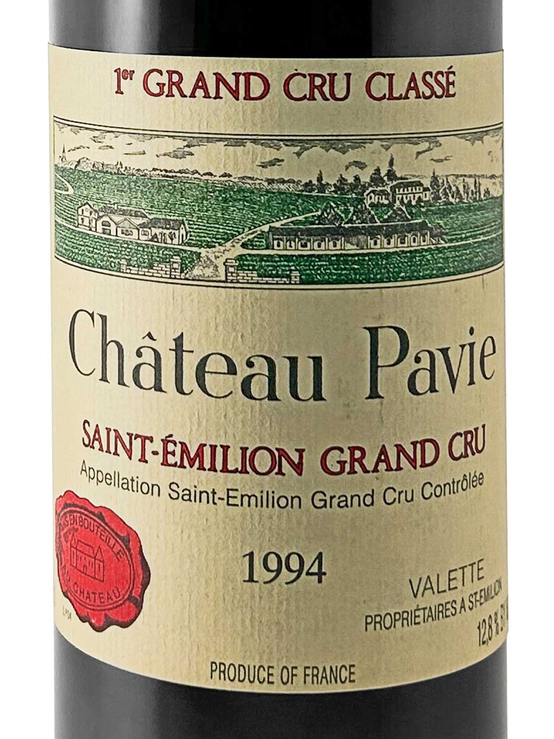 Etikett einer Weinflasche von Chateau Pavie 1994
