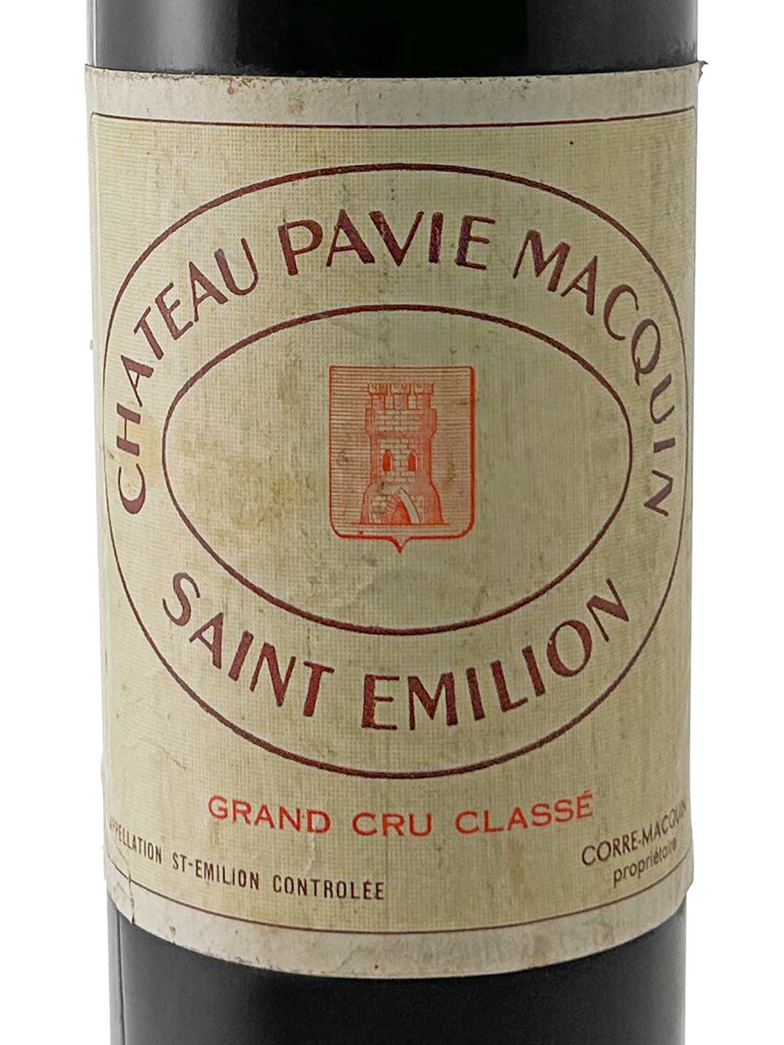 Etikett einer Weinflasche von Chateau Pavie Macquin 1950