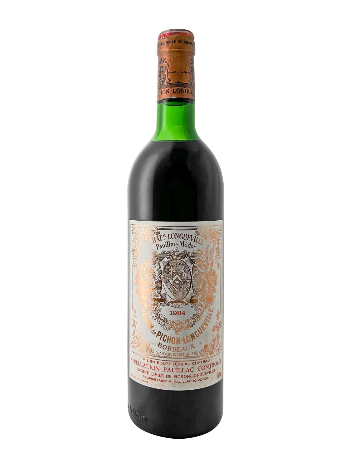 Eine Weinflasche von Chateau Pichon Baron au Baron de Pichon Longueville 1984