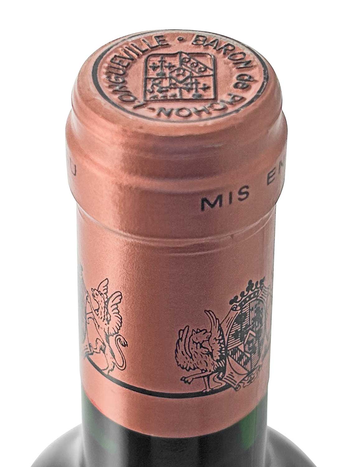 Kapsel einer Weinflasche von Chateau Pichon Baron au Baron de Pichon Longueville 1998