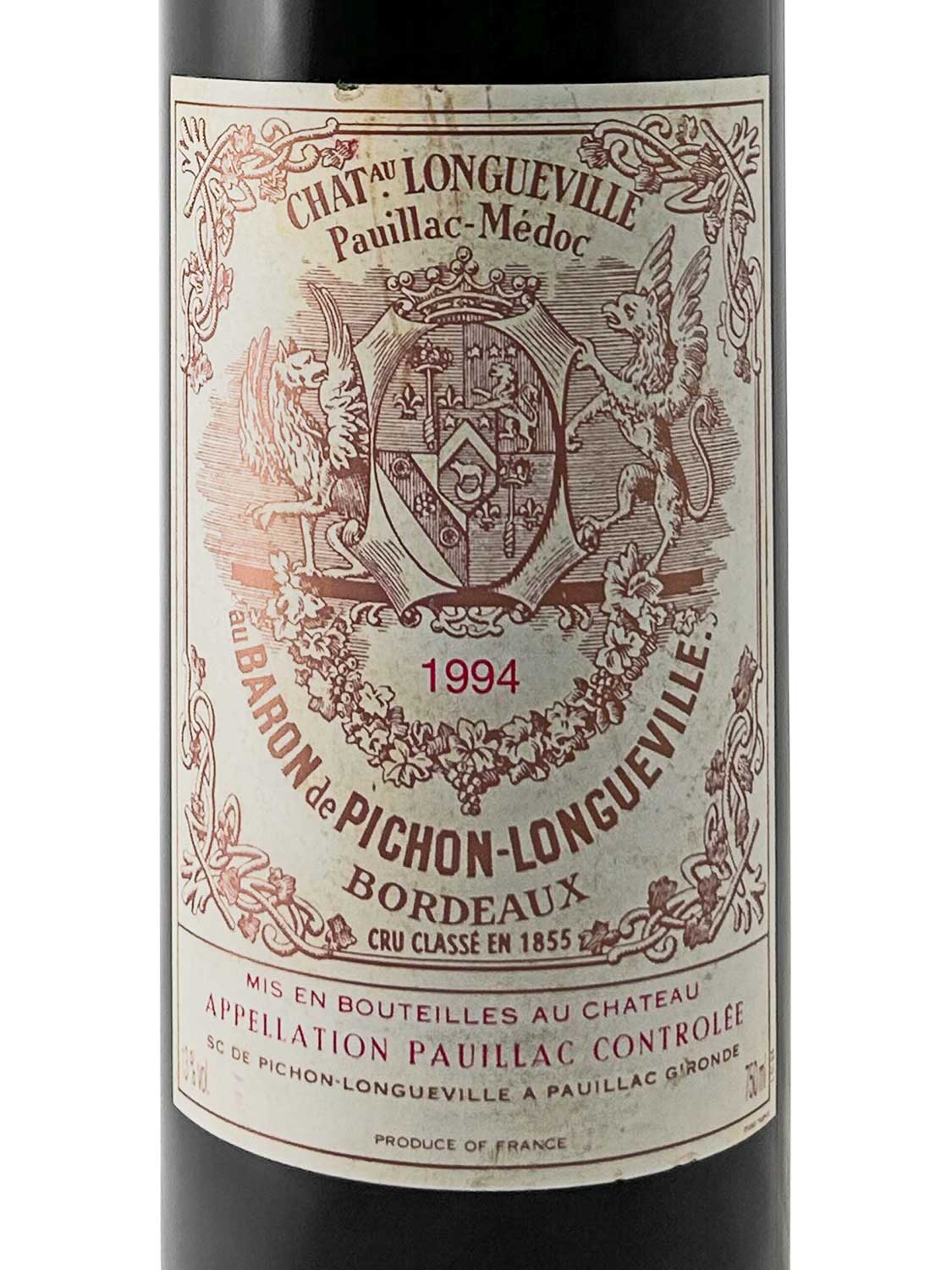 Etikett einer Weinflasche von Chateau Pichon Baron au Baron de Pichon Longueville 1994