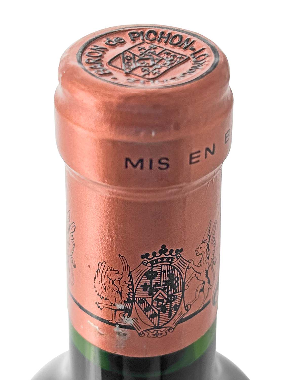 Kapsel einer Weinflasche von Chateau Pichon Baron au Baron de Pichon Longueville 1994