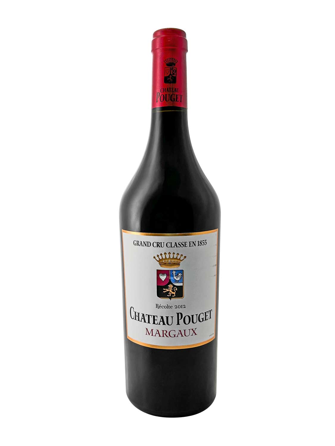 Eine Weinflasche von Chateau Pouget 2012