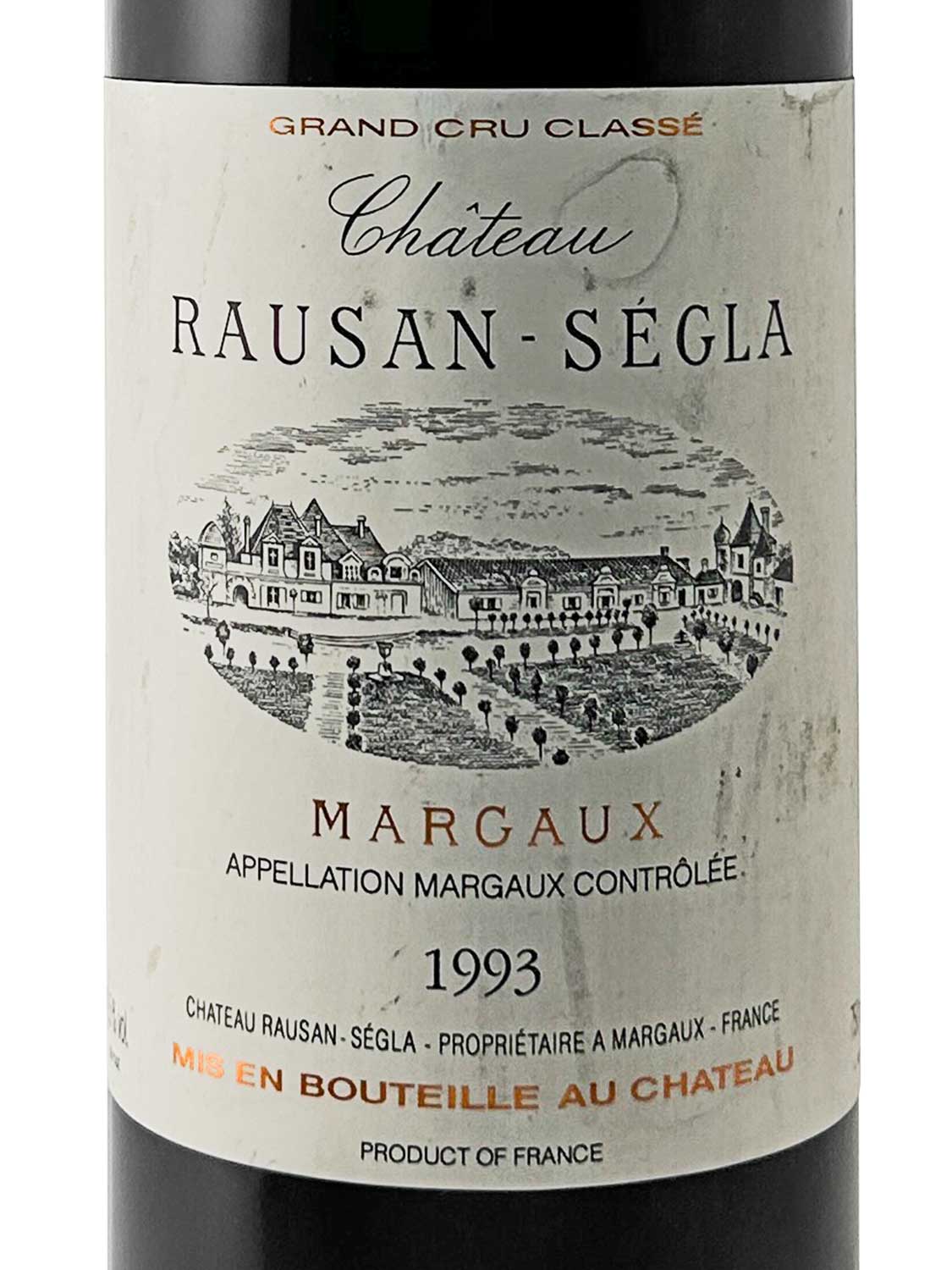 Etikett einer Weinflasche von Chateau Rauzan Segla 1993