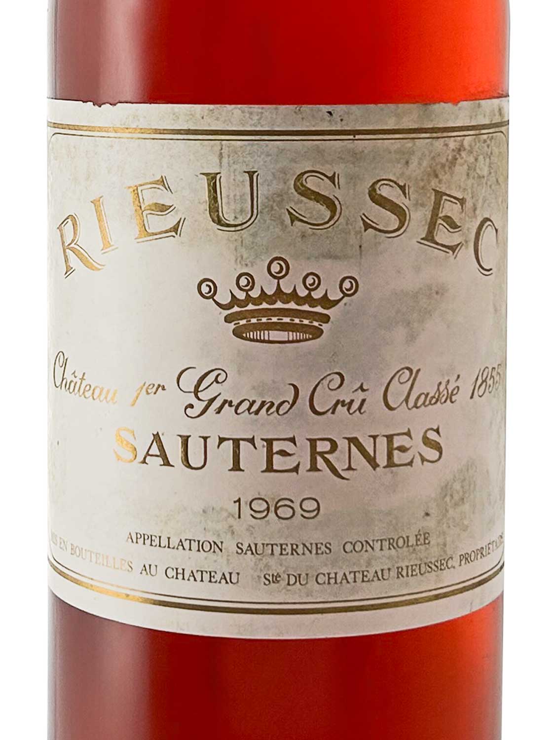 Etikett einer Weinflasche von Chateau Rieussec 1969