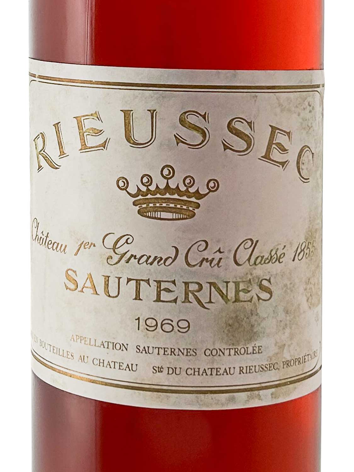 Etikett einer Weinflasche von Chateau Rieussec 1969