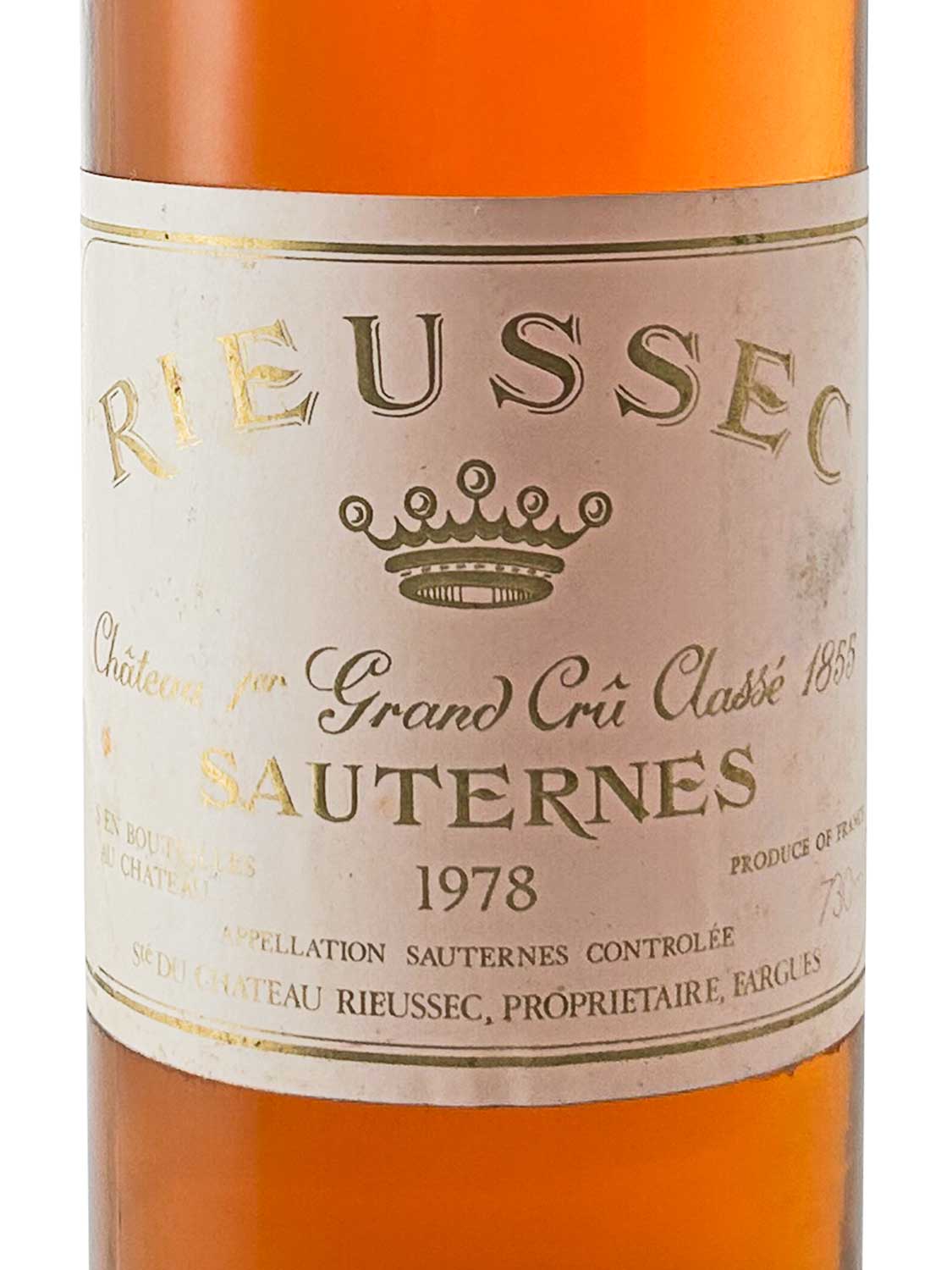 Etikett einer Weinflasche von Chateau Rieussec 1978