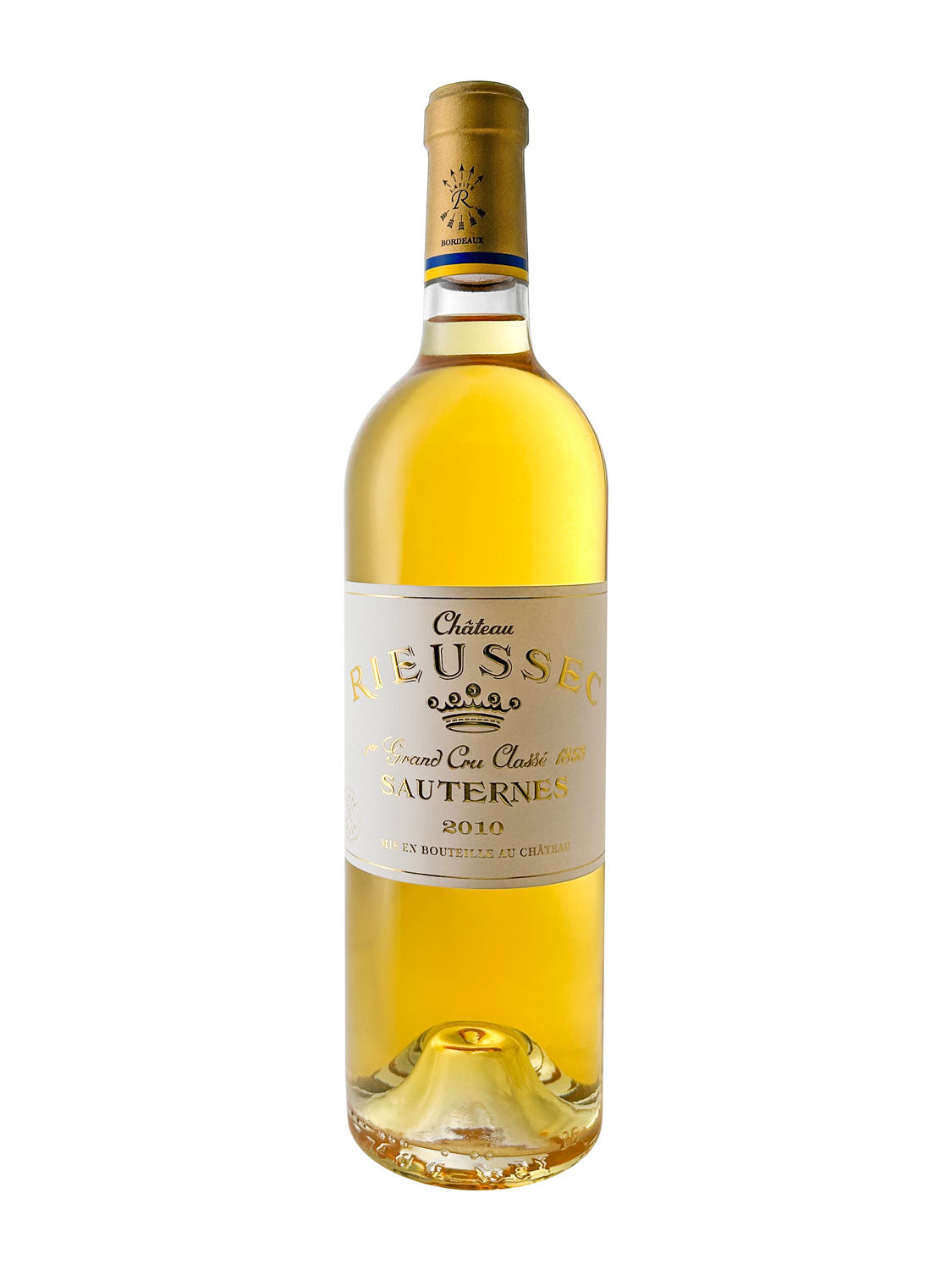 Eine Weinflasche von Chateau Rieussec 2010