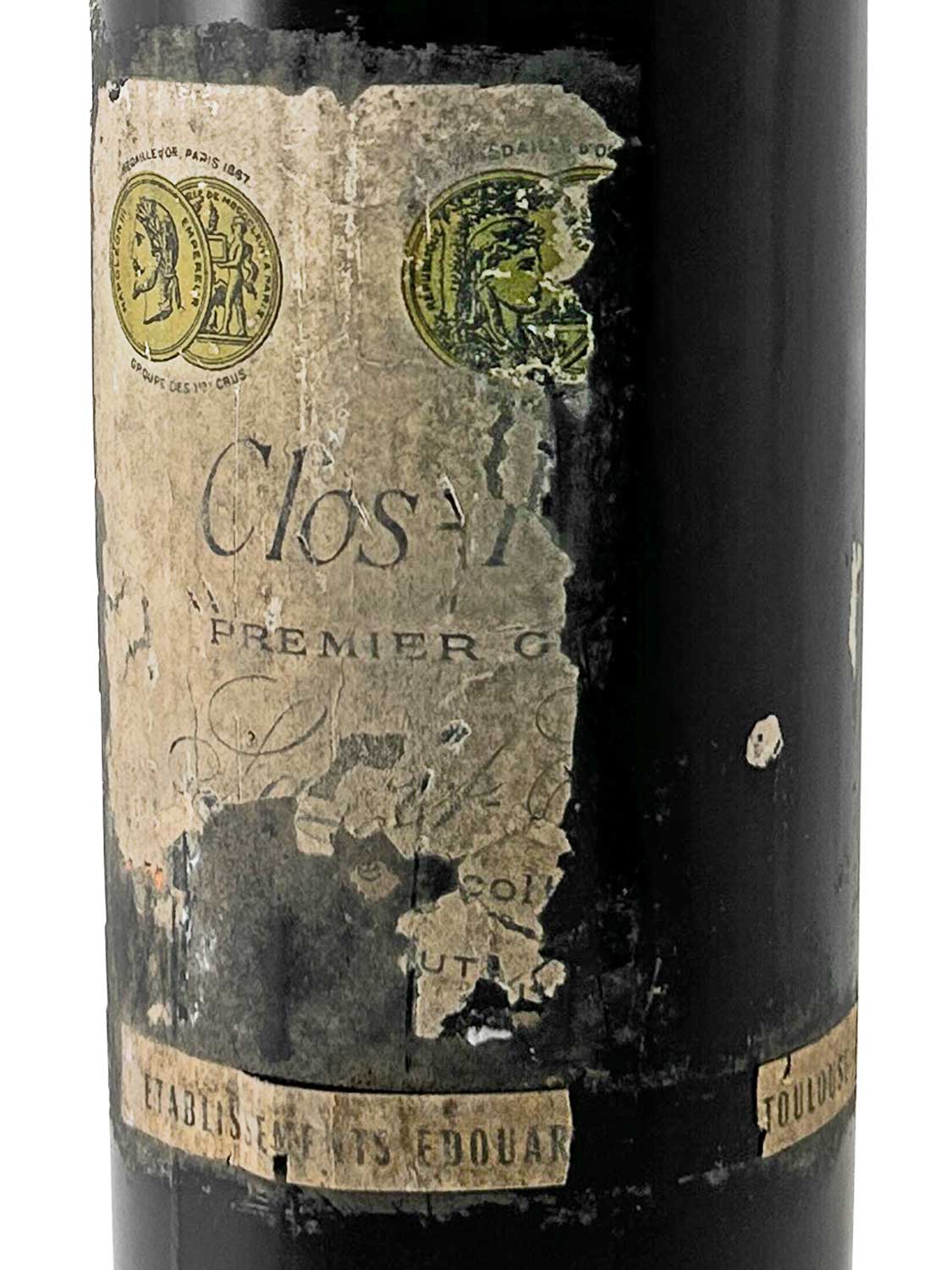 Etikett einer Weinflasche von Clos Fourtet 1928