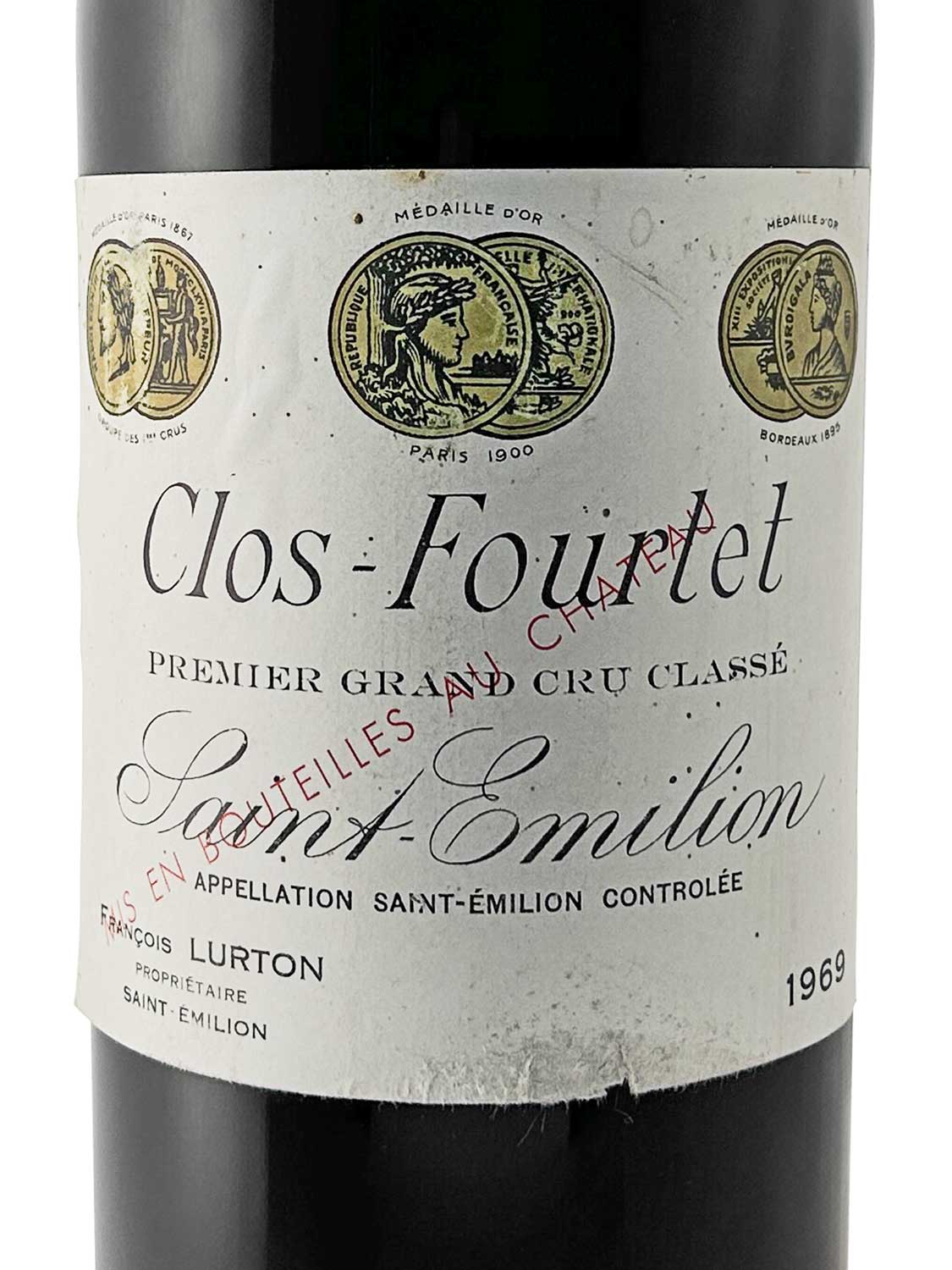 Etikett einer Magnum Weinflasche von Clos Fourtet 1969