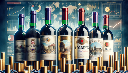 edle bordeaux-weinflaschen auf dunklem holz im warmen licht, luxuriöse atmosphäre