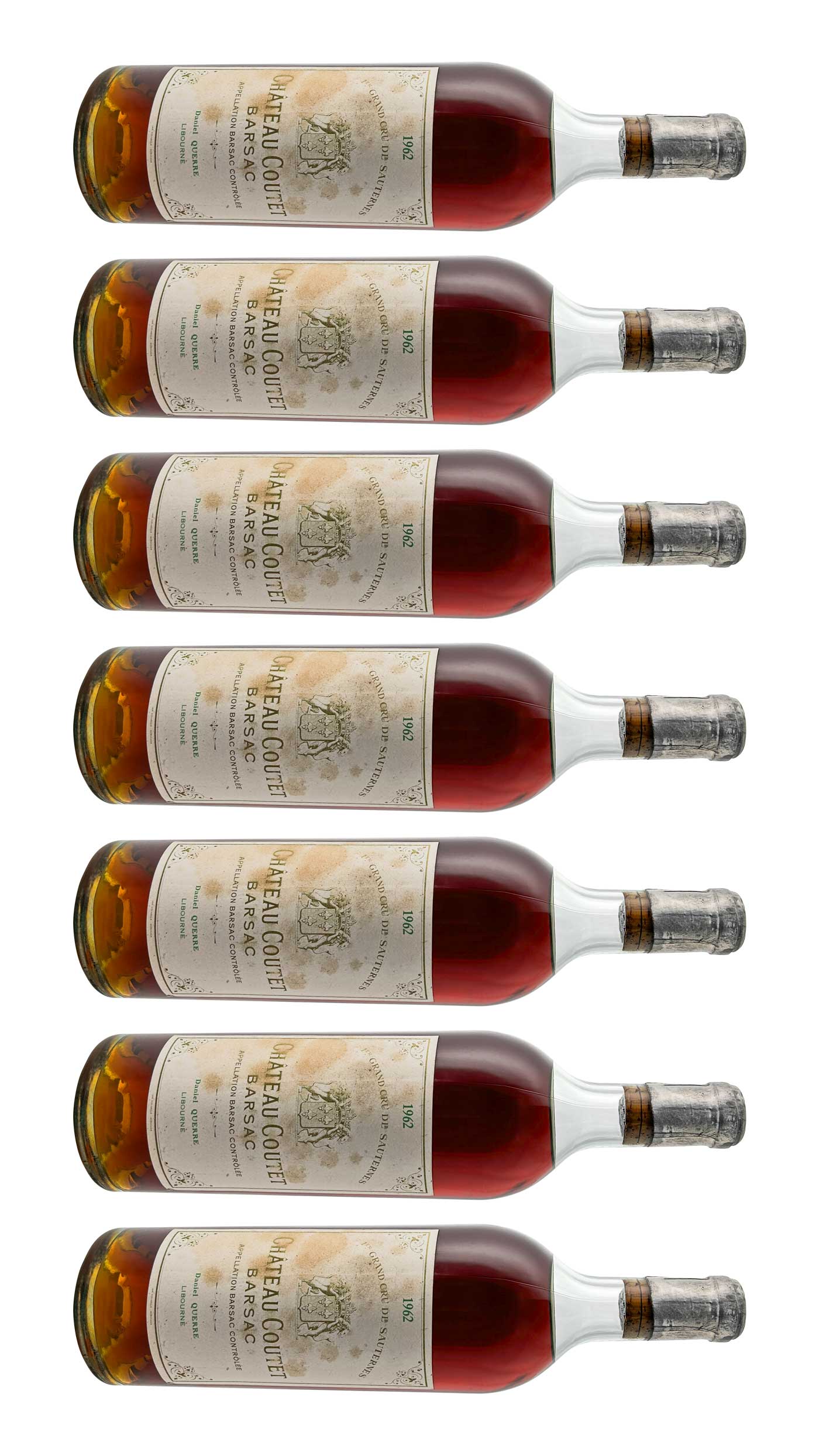 Mehrere Weinflaschen mit Dessertwein von Chateau Coutet