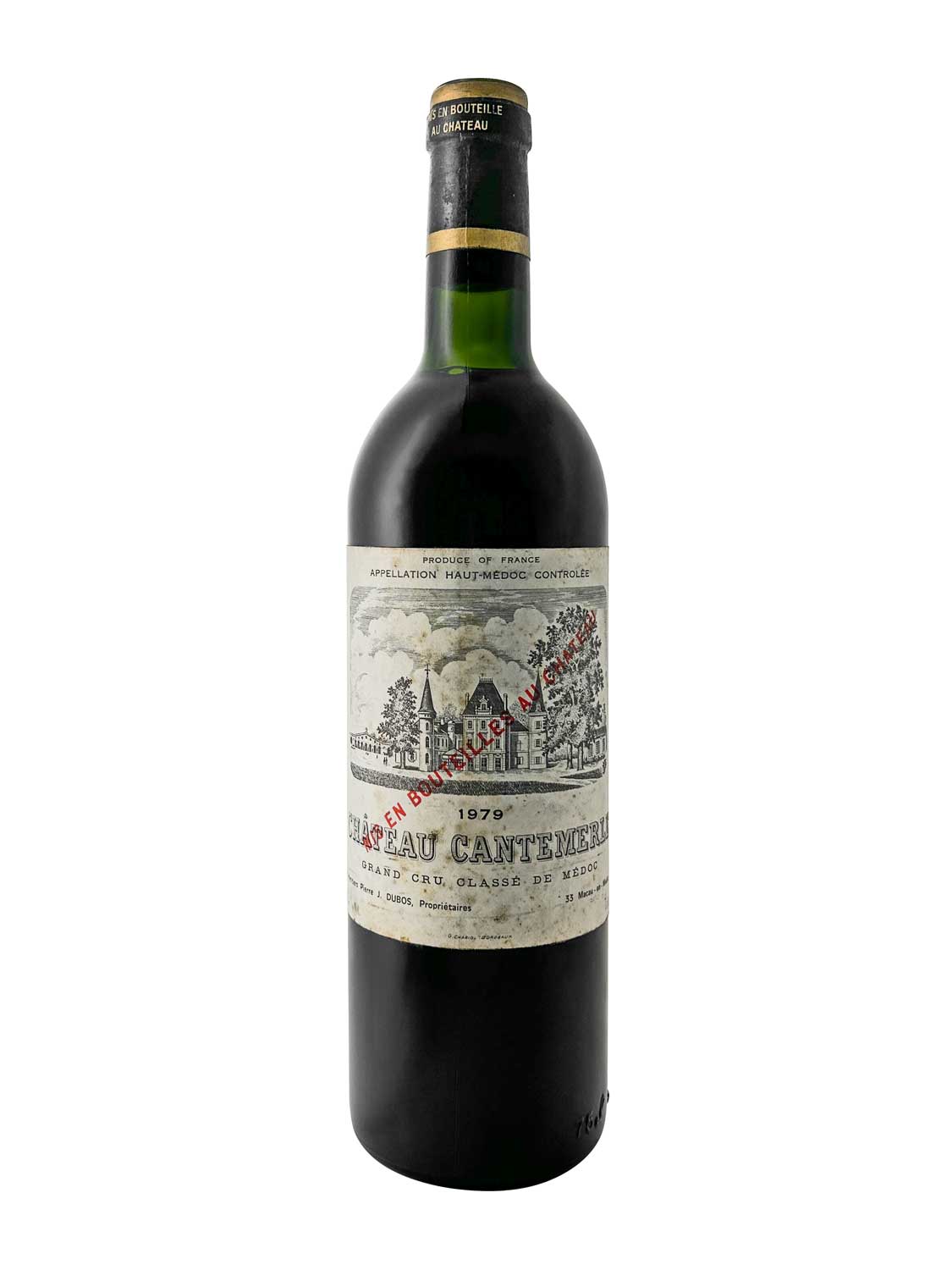 Eine Weinflasche von Chateau Cantemerle 1979