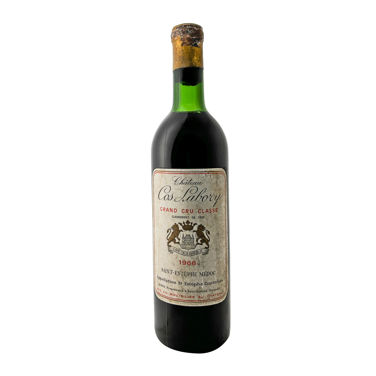 Château Cos Labory 1966, 5ème Grand Cru Classé Saint-Estèphe, Flasche freigestellt mit Etikett