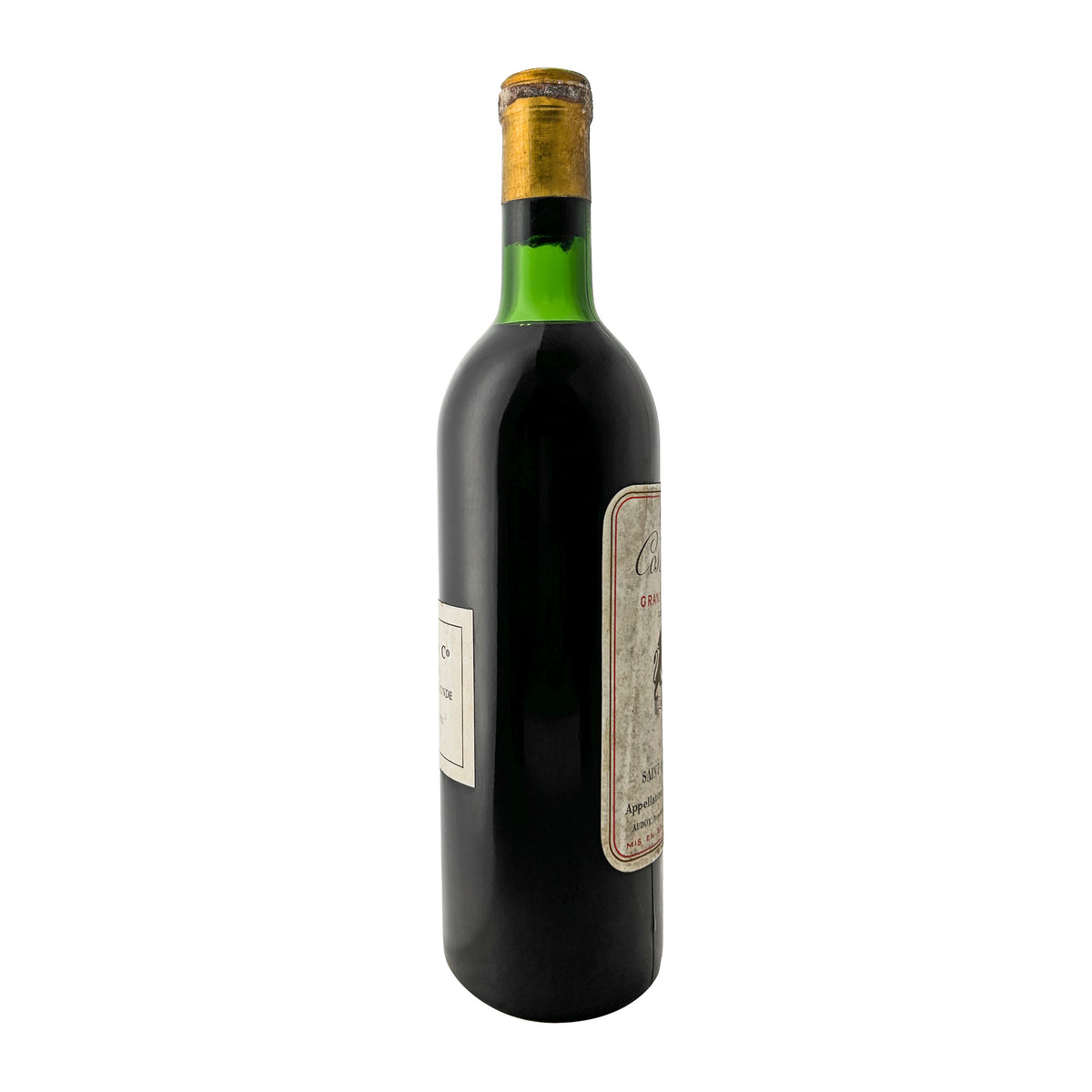 Château Cos Labory 1966, Flasche seitlich, alternative Ansicht mit Etikett