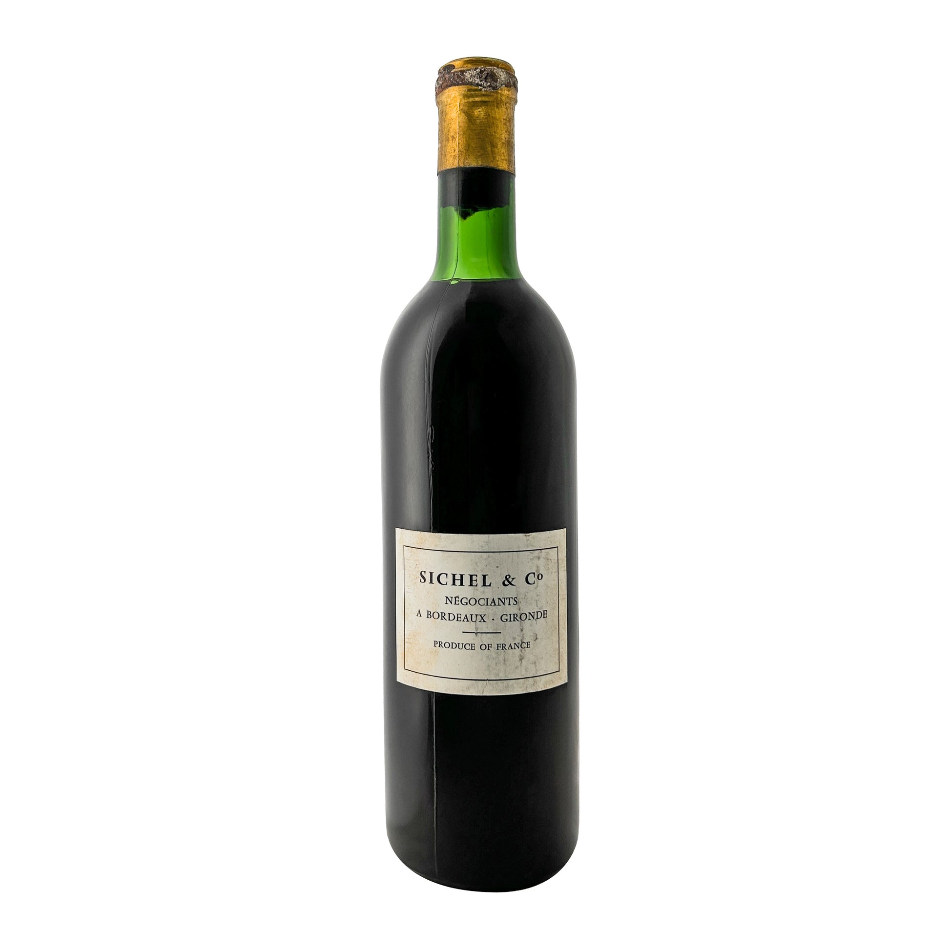 Château Cos Labory 1966, Rückenetikett Sichel & Co Négociants à Bordeaux Gironde