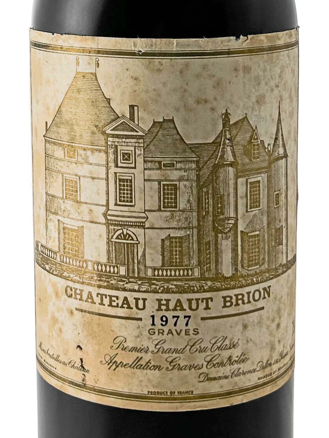 Etikett einer Weinflasche von Chateau Haut Brion 1977
