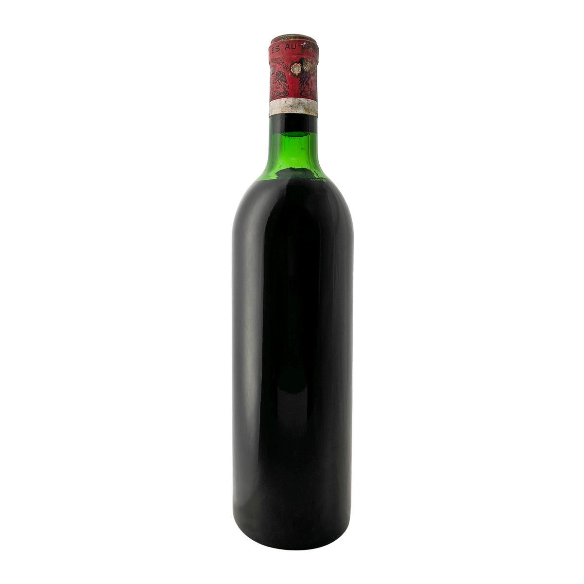 Château La Gaffelière 1967 Rückseite der Flasche ohne Rücketikett, Füllstand Upper Mid Shoulder gut sichtbar